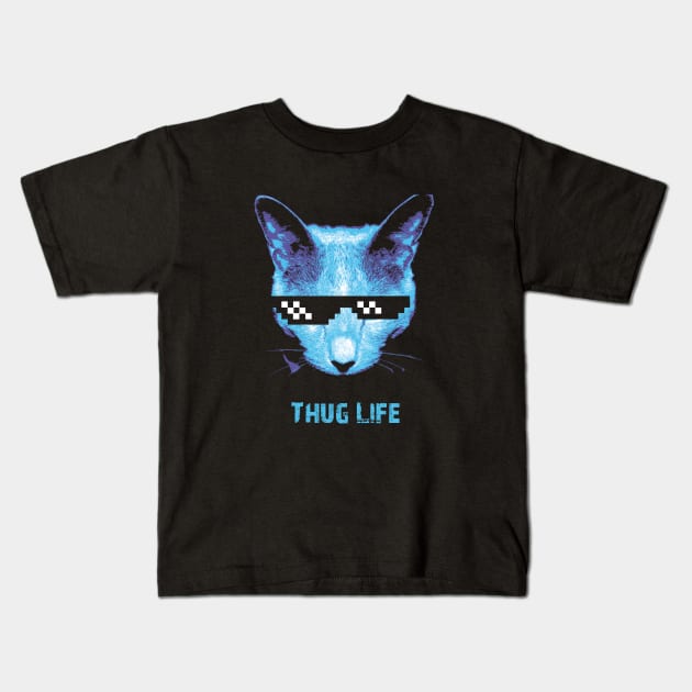 Thug Life (cat) Kids T-Shirt by RebelGeek